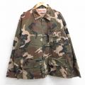 XL★古着 長袖 ハンティング ジャケット メンズ 90年代 90s ウッドランドカモ 大きいサイズ コットン 濃緑 迷彩 25nov15