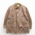 XL★古着 長袖 ビンテージ ハンティング ジャケット メンズ 70年代 70s 大きいサイズ ロング丈 襟コーデュロイ 濃ベージュ 26jan17