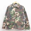 XL★古着 長袖 ハンティング ジャケット メンズ 90年代 90s ウッドランドカモ 大きいサイズ コットン 緑 迷彩 26mar11