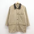 XL★古着 エルエルビーン 長袖 ハンティング ジャケット メンズ 00年代 00s 大きいサイズ 襟レザー ベージュ 26apr27