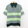 M★古着 JCペニー 半袖 セーター メンズ 80年代 80s ラグラン 襟付き 緑他 グリーン ボーダー 【spe】 25sep27 中古 トップス