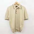 L★古着 半袖 セーター メンズ 80年代 80s 襟付き 開襟 オープンカラー ベージュ カーキ 25sep27 中古 トップス