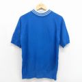 80s 半袖セーター ハンドニット ブルー L | 古着