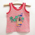 古着 ビンテージ タンクトップ キッズ ボーイズ 子供服 80年代 80s ヨット ヤシの木 コットン クルーネック 赤他 レッド ボーダー 24aug19