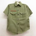 古着 半袖 ビンテージ ボーイスカウト シャツ キッズ ボーイズ 子供服 70年代 70s 濃緑 グリーン 24aug20
