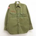 古着 長袖 ビンテージ ボーイスカウト シャツ キッズ ボーイズ 子供服 60年代 60s ワッペン マチ付き 濃緑 グリーン 24sep07