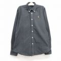古着 ラルフローレン Ralph Lauren 長袖 ブランド シャツ キッズ ボーイズ 子供服 ワンポイントロゴ オックスフォード コットン ボタンダウン 黒系 ブラック ストライプ 24oct22