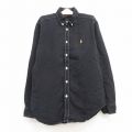 古着 ラルフローレン Ralph Lauren 長袖 ブランド シャツ キッズ ボーイズ 子供服 90年代 90s ワンポイントロゴ リネン ボタンダウン 黒 ブラック 24oct22