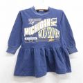 古着 長袖 ワンピース キッズ ガールズ 子供服 80年代 80s ミシガンウルヴァリンズ 大学 コットン クルーネック USA製 紺 ネイビー 【spe】 25feb26