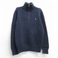 古着 ラルフローレン Ralph Lauren 長袖 ブランド ハーフジップ セーター キッズ ボーイズ 子供服 ワンポイントロゴ 紺 ネイビー 25mar26