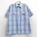 古着 半袖 シャツ キッズ ボーイズ 子ども服 80年代 80s コットン 水色他 チェック 25jun02
