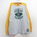 古着 長袖 ビンテージ Tシャツ キッズ ボーイズ 子ども服 00年代 00s NFL グリーンベイパッカーズ ラグラン ツートンカラー コットン クルーネック グレー他 アメフト スーパーボウル 25jun02