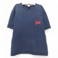 古着 ギャップ GAP 半袖 ビンテージ Tシャツ キッズ ボーイズ 子供服 90年代 90s ワンポイントロゴ 胸ポケット付き コットン クルーネック USA製 紺 ネイビー 25jun03