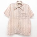 古着 半袖 シャツ キッズ ボーイズ 子供服 70年代 70s 茶系 ブラウン ストライプ 25jun05