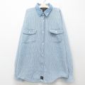 古着 ルート66 長袖 シャツ キッズ ボーイズ 子供服 00年代 00s 襟デニム コットン 紺他 ネイビー ストライプ 25jun06