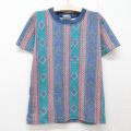 古着 半袖 ビンテージ Tシャツ キッズ ボーイズ 子供服 90年代 90s クルーネック USA製 紺他 ネイビー ストライプ 25jun07