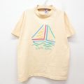 古着 半袖 ビンテージ Tシャツ キッズ ボーイズ 子供服 90年代 90s ヨット ケープコッド コットン クルーネック USA製 ベージュ カーキ 25jun14
