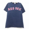 古着 マジェスティック 半袖 ビンテージ Tシャツ キッズ ボーイズ 子供服 00年代 00s MLB ボストンレッドソックス VARITEX 33 コットン クルーネック 紺 ネイビー メジャーリーグ ベースボール 野球 25jun14