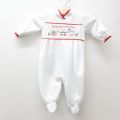 古着 長袖 ビンテージ ロンパース キッズ ボーイズ 子供服 80年代 80s クマ クリスマス Vネック USA製 白他 ホワイト 25jun14