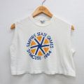古着 ヘインズ Hanes ノースリーブ ビンテージ Tシャツ キッズ ボーイズ 子供服 80年代 80s シラキュース ショート丈 コットン クルーネック USA製 白 ホワイト 25aug06