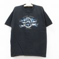 古着 半袖 ビンテージ Tシャツ キッズ ボーイズ 子供服 90年代 90s サメ コットン クルーネック 黒 ブラック 25aug06