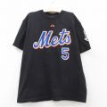 古着 マジェスティック 半袖 ビンテージ Tシャツ キッズ ボーイズ 子供服 00年代 00s MLB ニューヨークメッツ デビットライト 5 コットン クルーネック 黒 ブラック メジャーリーグ ベースボール 野球 25aug06