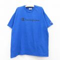 古着 チャンピオン champion 半袖 ビンテージ Tシャツ キッズ ボーイズ 子供服 00年代 00s ビッグロゴ コットン クルーネック 青 ブルー 25aug06