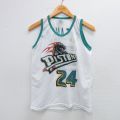 古着 ビンテージ タンクトップ キッズ ボーイズ 子供服 80年代 80s NBA デトロイトピストンズ マティーンクリーブス 24 メッシュ地 クルーネック USA製 白 ホワイト バスケットボール ユニフォーム ゲームシャツ 25sep03