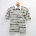 古着 半袖 ポロ シャツ キッズ ボーイズ 子供服 80年代 80s ベージュ他 カーキ ボーダー 25sep03