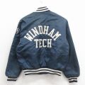 古着 長袖 ナイロン ジャケット キッズ ボーイズ 子供服 80年代 80s WINDHAM USA製 紺 内側キルティング 26jan09