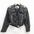 古着 長袖 レザー ジャケット キッズ ボーイズ 子供服 80年代 80s ライダース 黒 26jan09