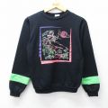 古着 長袖 スウェット キッズ ボーイズ 子供服 90年代 90s スケボー クルーネック USA製 黒他 26jan28