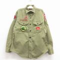 古着 長袖 ビンテージ ボーイスカウト シャツ キッズ 子供服 60年代 60s ペンシルベニア USA製 緑【spe】 26jan31