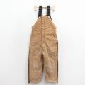 古着 オーバーオール キッズ 子供服 90年代 90s ダック地 コットン USA製 茶 内側キルティング 26feb04