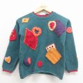 古着 ギャップ GAP 長袖 セーター キッズ 子供服 90年代 90s ハート コットン クルーネック 緑他【spe】 26feb04