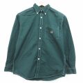 古着 トミーヒルフィガー 長袖 ブランド シャツ メンズ 90年代 90s ワンポイントロゴ オックスフォード コットン ボタンダウン グリーン 26may23