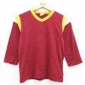 古着 シアーズ 7分袖 ビンテージ Tシャツ キッズ 子供服 80年代 80s 無地 バーガンディ 26may23