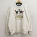 古着 ジャージーズ 長袖 スウェット レディース 90年代 90s 鳥箱 犬 刺繍 大きいサイズ クルーネック USA製 生成り 24aug28 中古 スエット トレーナー トップス