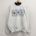 古着 長袖 スウェット レディース 90年代 90s 花 雪柄 大きいサイズ クルーネック USA製 薄グレー 霜降り 24sep28 中古 スエット トレーナー トップス