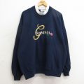 古着 長袖 スウェット レディース 90年代 90s グランマ バラ 刺繍 大きいサイズ クルーネック USA製 紺 ネイビー 24sep28 中古 スエット トレーナー トップス