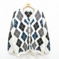 古着 IZOD 長袖 ニット カーディガン レディース 90年代 90s アーガイル コットン 白他 ホワイト 24oct22 中古 トップス