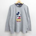古着 長袖 フリース トップス レディース 90年代 90s ディズニー DISNEY ミッキー MICKEY MOUSE 大きいサイズ クルーネック グレー 24nov05 中古