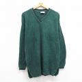 古着 長袖 セーター レディース 90年代 90s 無地 コットン Vネック USA製 緑 グリーン 24dec04 中古 ニット トップス