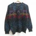 古着 長袖 セーター レディース 00年代 00s アクリル クルーネック 黒他 ブラック 25jan07 中古 ニット トップス