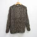 古着 Liz 長袖 セーター レディース 80年代 80s ハンドニット 手編み モヘア モックネック ハイネック ベージュ他 カーキ 25oct17 中古 ニット トップス