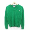 古着 ラコステ LACOSTE IZOD 長袖 ブランド セーター レディース 80年代 80s ワンポイントロゴ アクリル Vネック 緑 25nov22