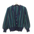 古着 ブルックスブラザーズ 長袖 ニット カーディガン レディース 80年代 80s ウール イタリア製 紺他 ストライプ【spe】 25nov22