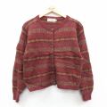 古着 エルエルビーン 長袖 ニット カーディガン レディース 90年代 90s フェアアイル ウール エンジ他【spe】 25nov22