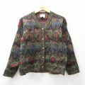 古着 長袖 ニット カーディガン レディース 90年代 90s ウール イングランド製 緑系他 25nov26