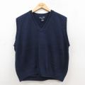 古着 ランズエンド ニット ベスト レディース 90年代 90s 無地 コットン Vネック USA製 紺 25dec23